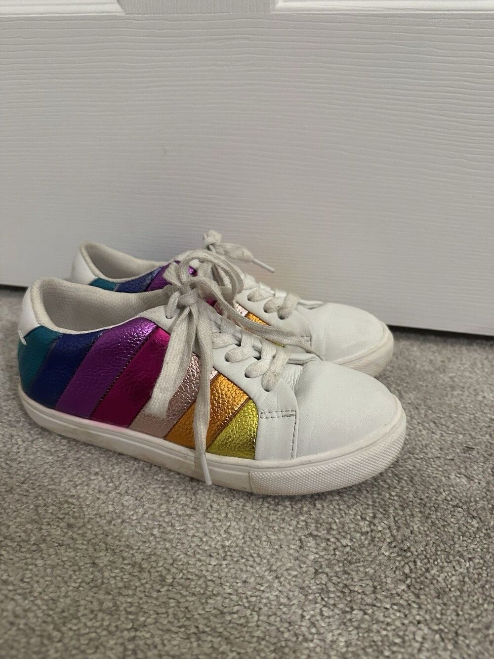Kurt Geiger London Kid Mini Lane Rainbow Metallic Stripe trainer Sneaker Size 2